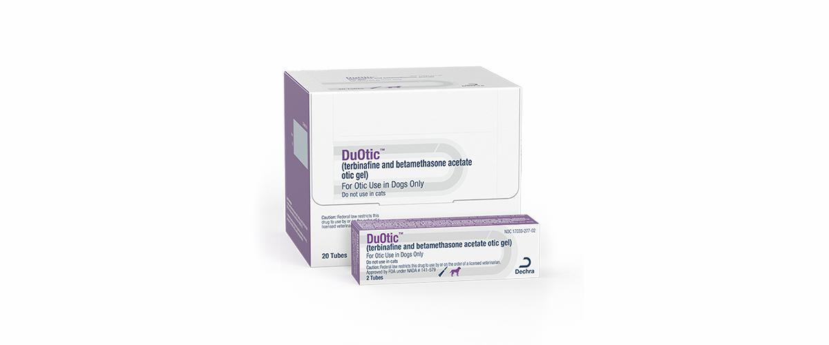 Dechra Veterinary Products extends its otitis range with the addition of
DuOtic® (terbinafine and betamethasone acetate otic gel)