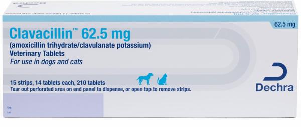 Clavacillin® (amoxicillin trihydrate/clavulanate potassium) Veterinary Tablets 62.5 mg