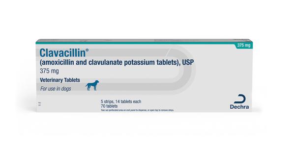 Clavacillin® (amoxicillin and clavulanate potassium tablets), USP Veterinary Tablets  375mg