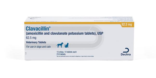 Clavacillin® (amoxicillin and clavulanate potassium tablets), USP Veterinary Tablets  62.5mg
